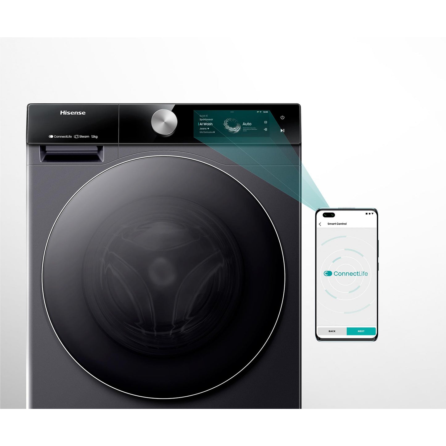 Hisense HWFS1214PB 12kg Series 9 Front Loader Washer (Charcoal Black)