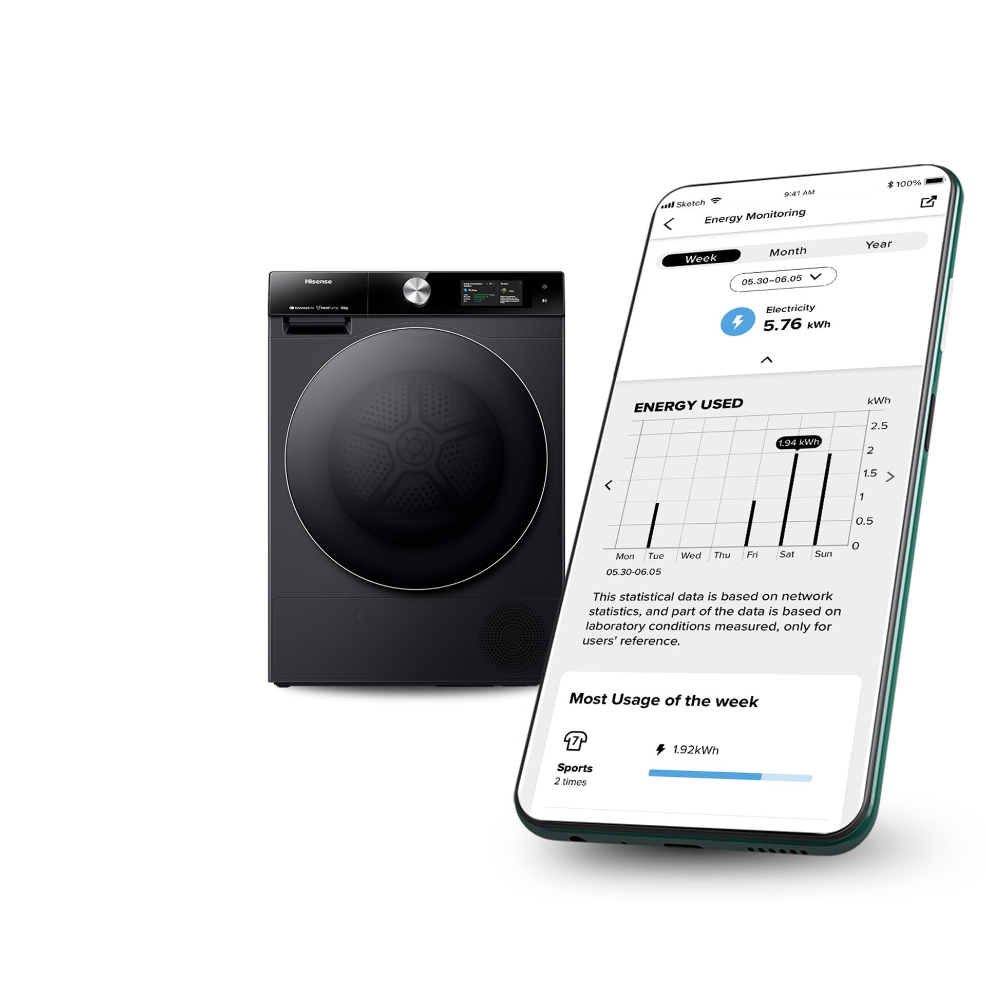 Hisense HDFS10HPB 10kg Series 9 Pump Dryer (Charcoal Black)