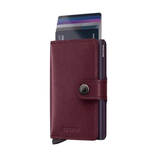 Secrid Miniwallet Compact RFID Mens Travel Wallet European Leather Cranberry