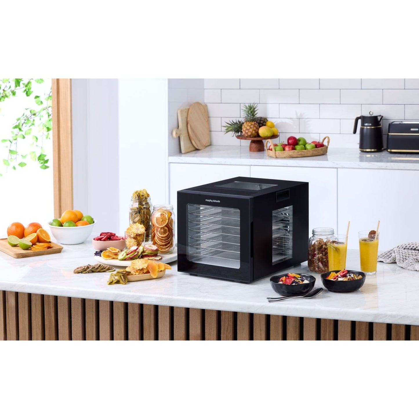 Morphy Richards 8 Shelf Food Dehydrator Stainless Steel Trays 10 Presets  Black