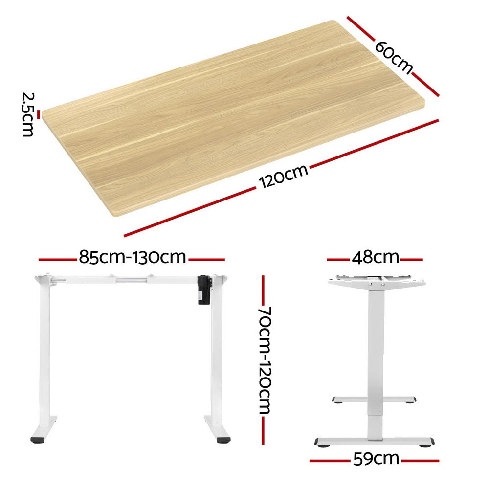 Artiss Standing Desk Motorised Sit Stand Desks White Oak 120CM