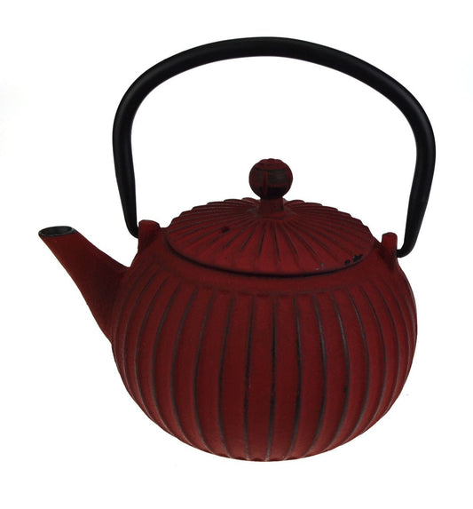 Teaology Cast Iron Teapot 500ml - Ribbed Red