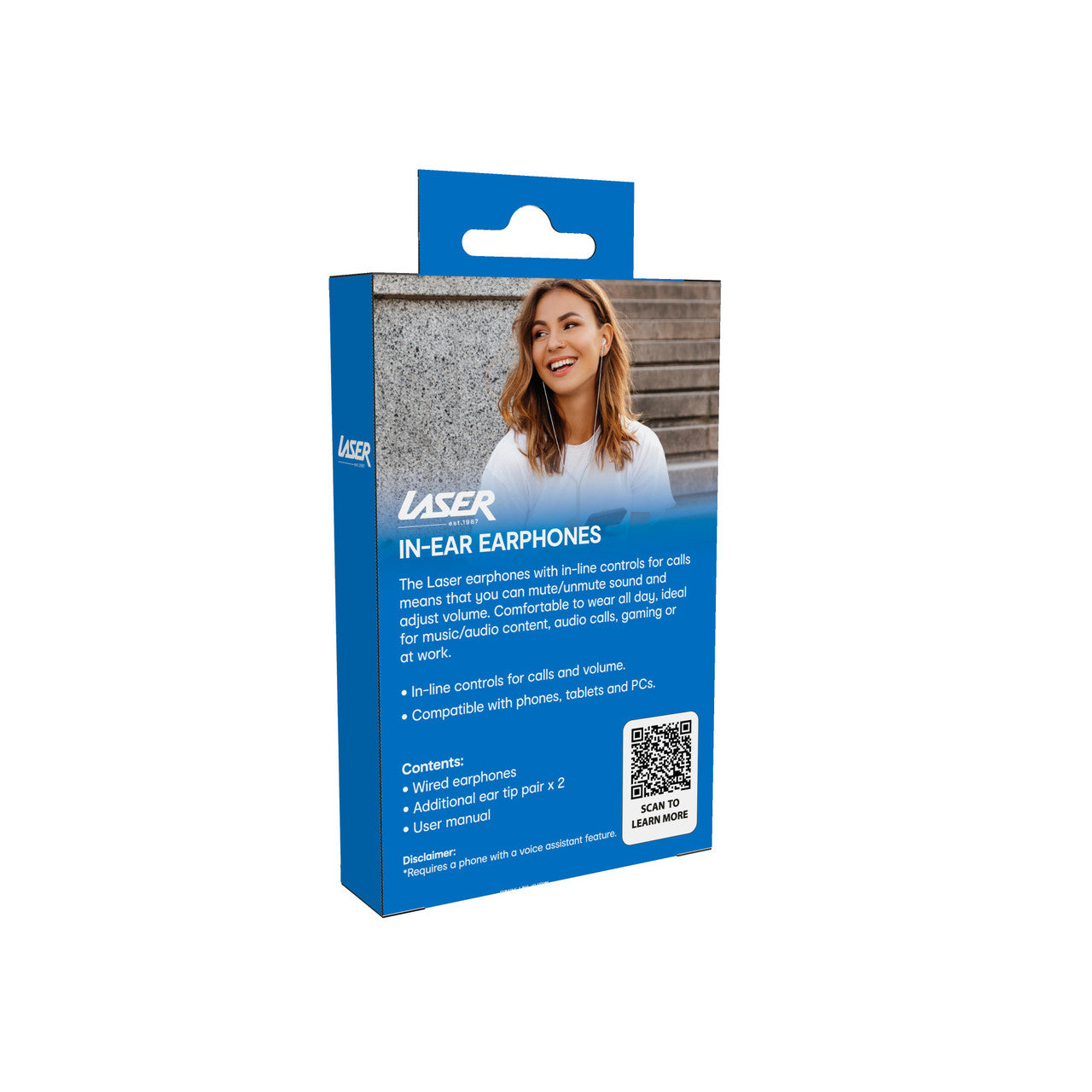 Laser Wired In-Ear Earphones with In-Line Controls (White)