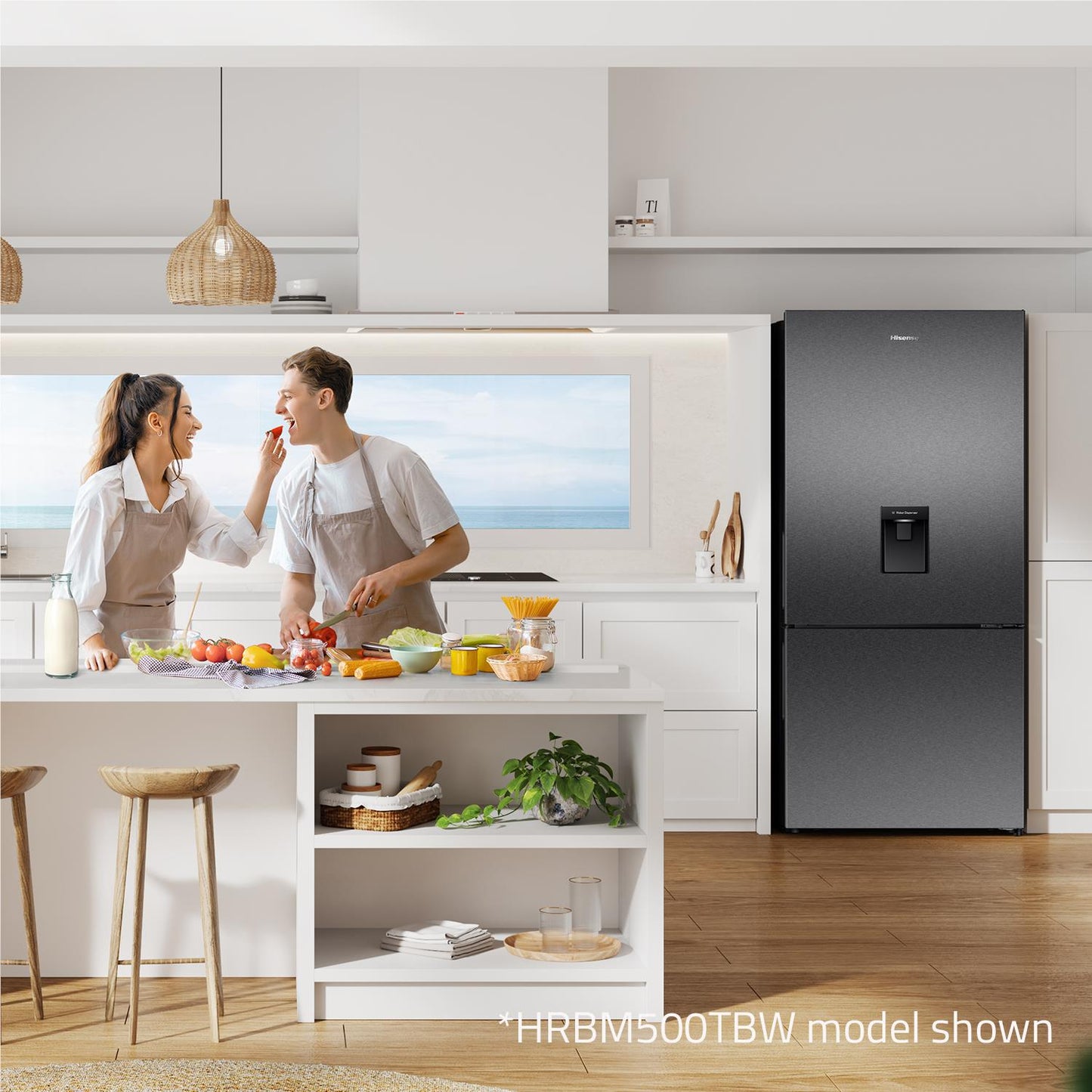 Hisense HRBM500TBW 500L PureFlat Bottom Mount Fridge (Dark Stainless Steel)
