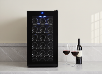 Lenoxx 18 Bottle Thermoelectric Wine Fridge, 130W, UV Protected Glass Door, Soft LED Illumination