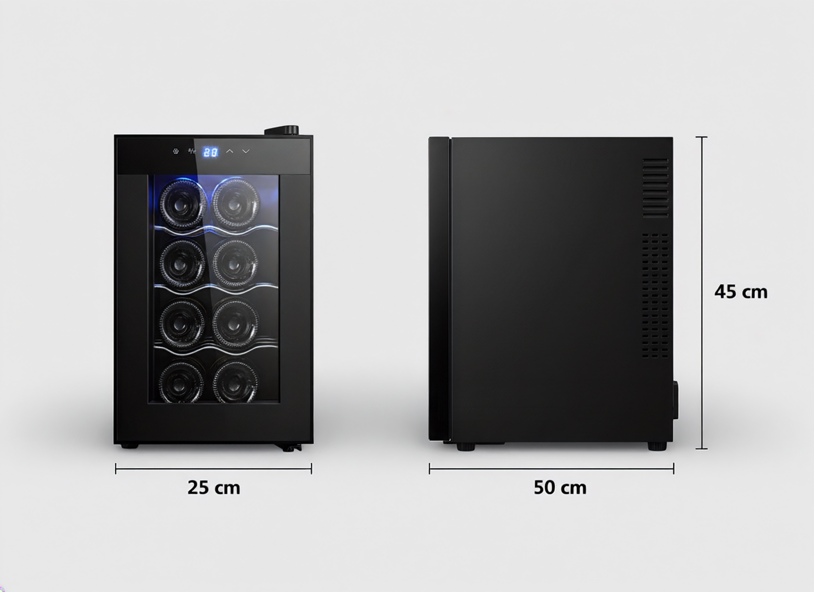Lenoxx 8 Bottle Thermoelectric Wine Fridge, 65W, UV Protected Glass Door, Soft LED Illumination