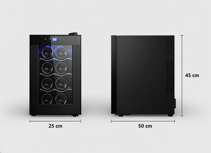 Lenoxx 8 Bottle Thermoelectric Wine Fridge, 65W, UV Protected Glass Door, Soft LED Illumination
