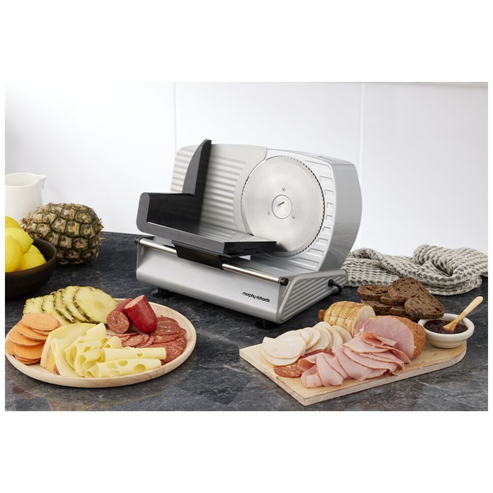 Morphy Richards Electric Food Slicer 200W DC Motor Stainless Steel (Silver)