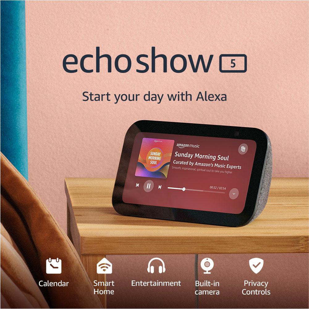 Amazon Echo Show 5 with Alexa [3rd Gen] (Charcoal)