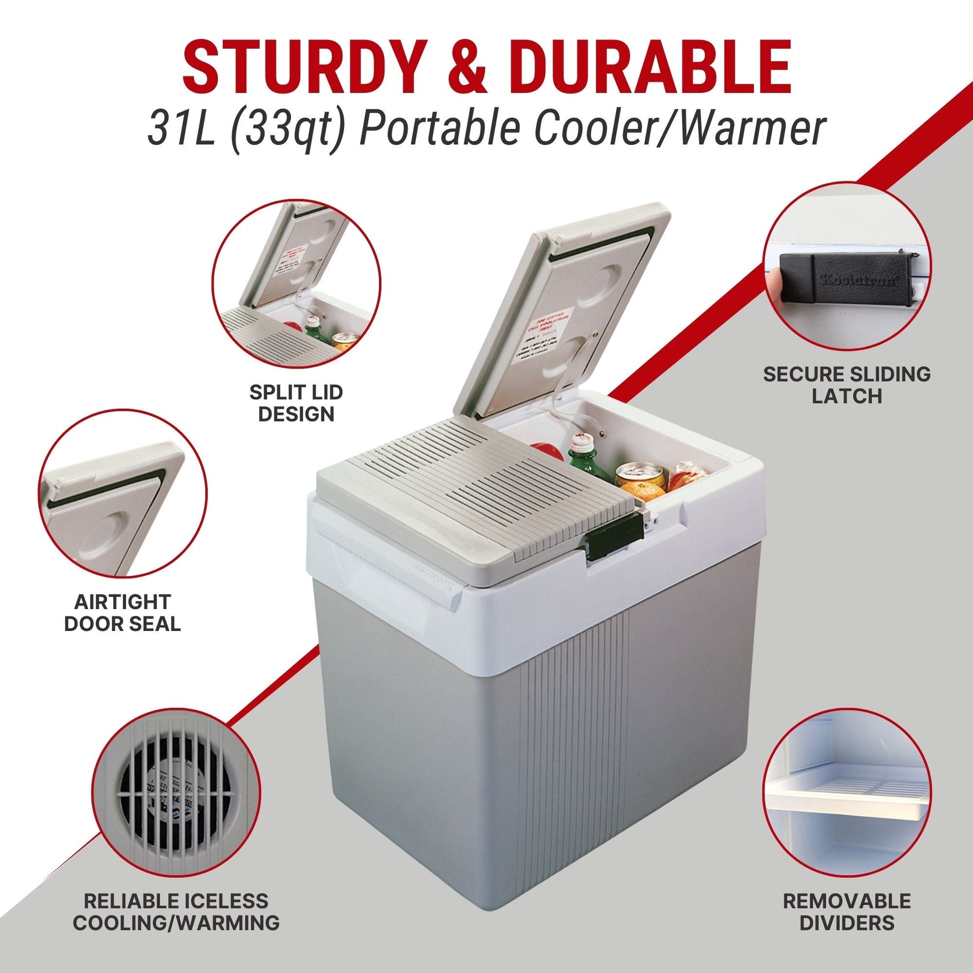 Koolatron 31L Grey Kargo 12v Cooler Warmer Portable Travel Fridge