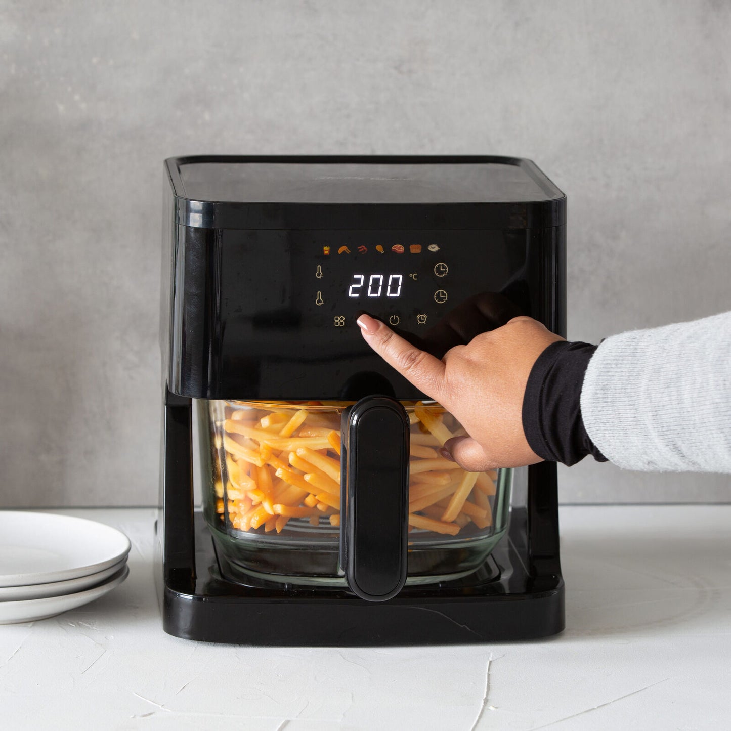 Healthy Choice 1350W 5L Touched Controlled Digital Air Fryer with Glass Basket