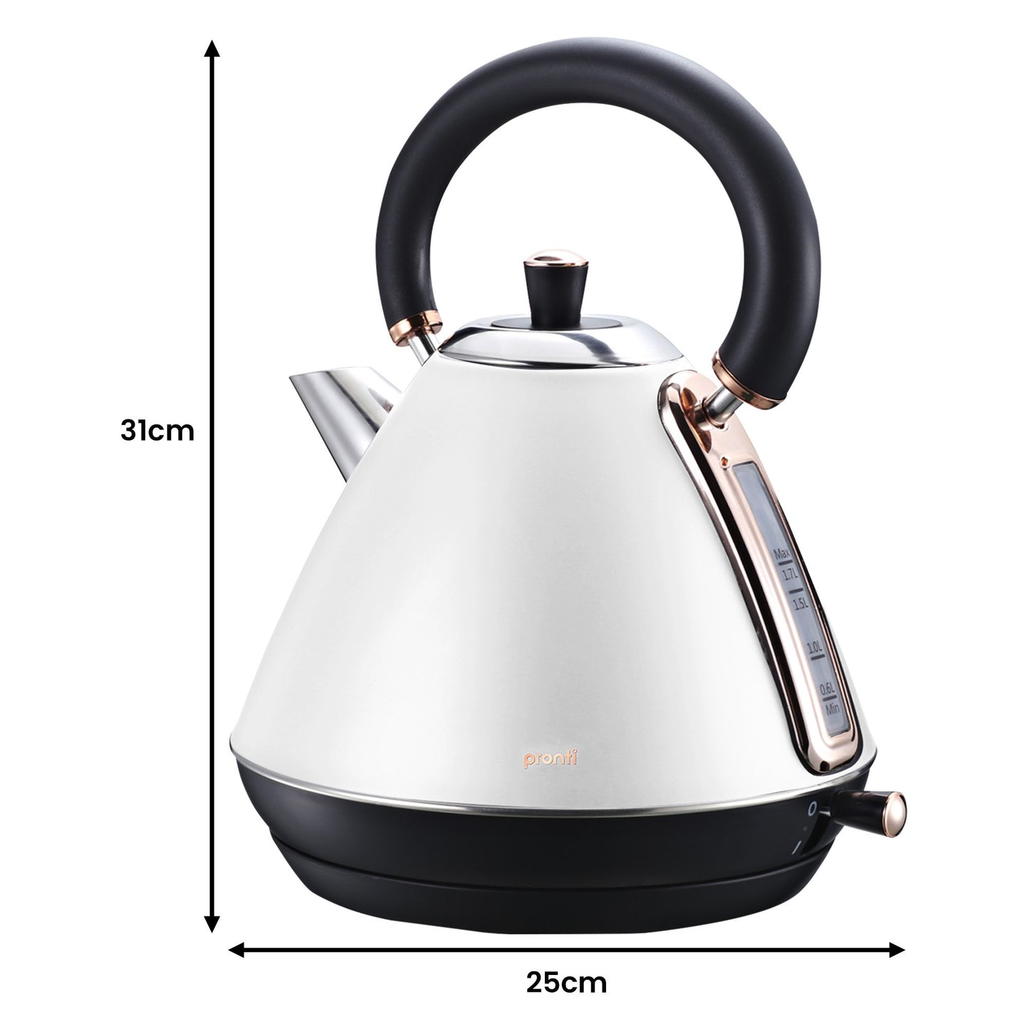 Pronti Breakfast Set with Rose Gold Kettle, Toaster & Espresso Machine - White