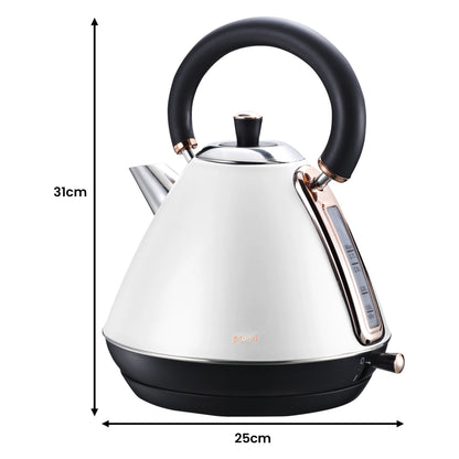 Pronti Breakfast Set with Rose Gold Kettle, Toaster & Espresso Machine - White