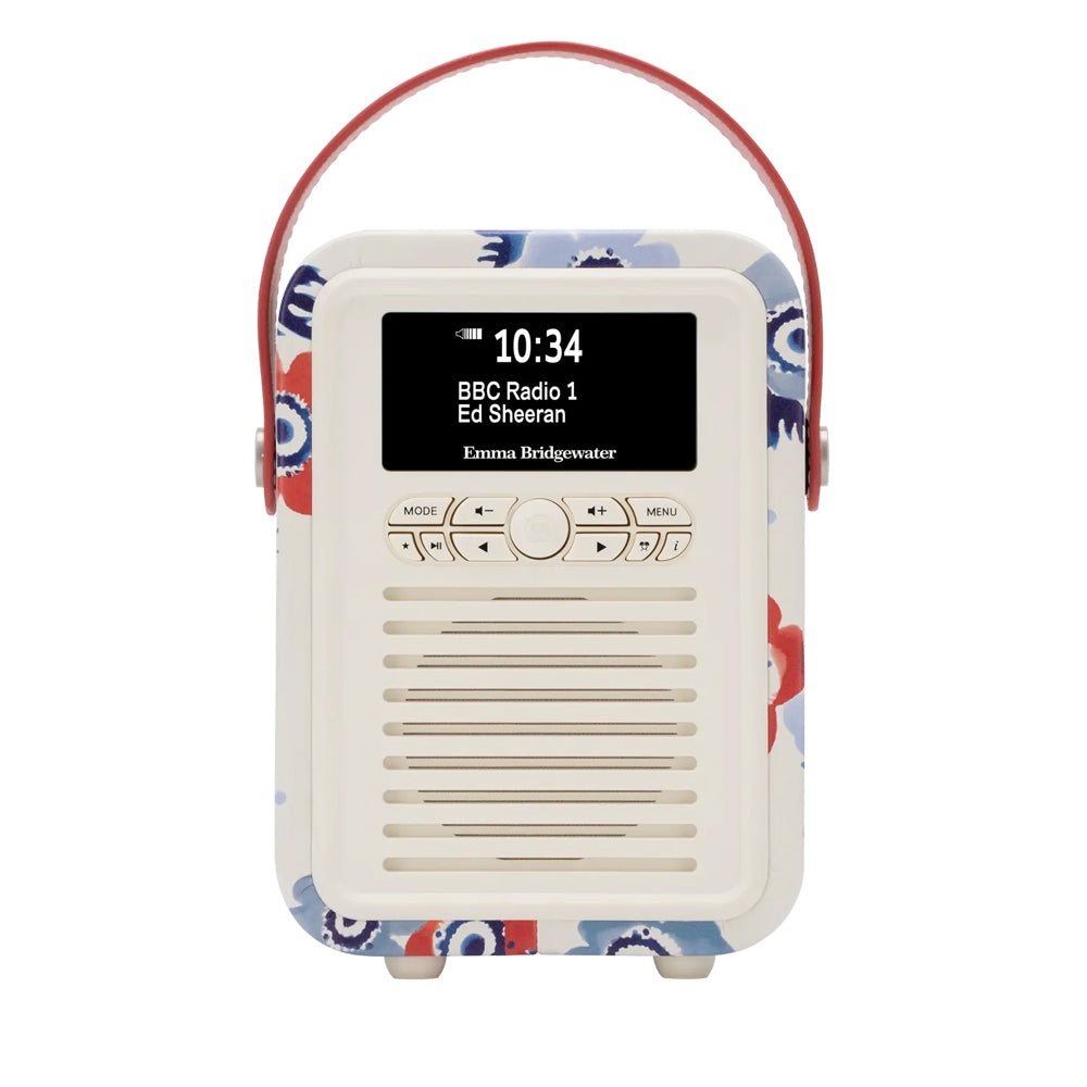 VQ Retro Mini DAB Radio Emma Bridgewater Anemone Bluetooth Alarm 60 Presets