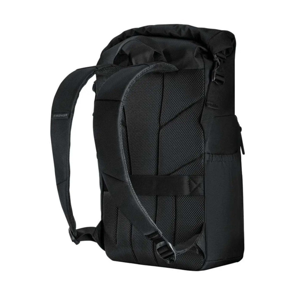 Wenger UrbanOne Roll-Top Laptop Recycled PET Polyester Backpack Black 15.6in