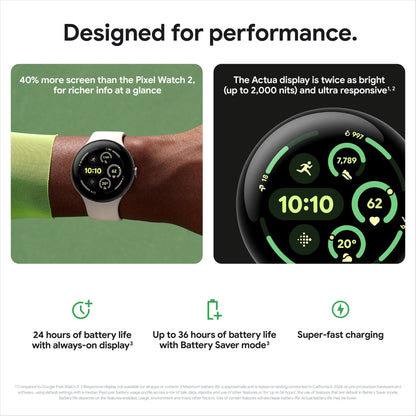 Google Pixel Watch 3 Wi-Fi 41mm ( Matte Black with Obsidian Active Band)