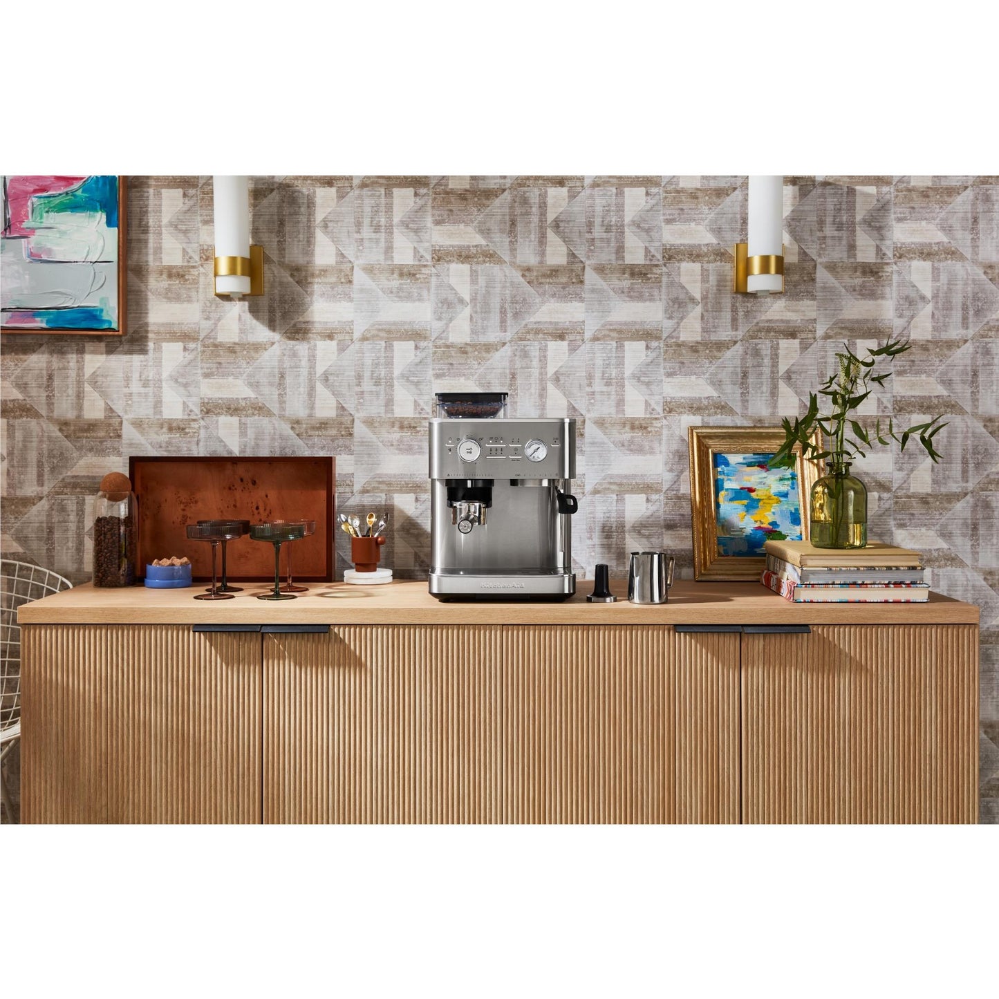 KitchenAid KES6551 Semi Automatic Espresso Machine with Burr Grinder (Steel)