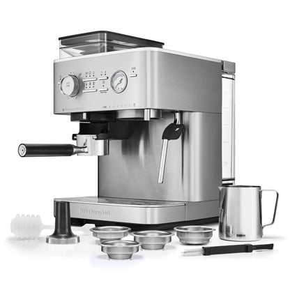 KitchenAid KES6551 Semi Automatic Espresso Machine with Burr Grinder (Steel)