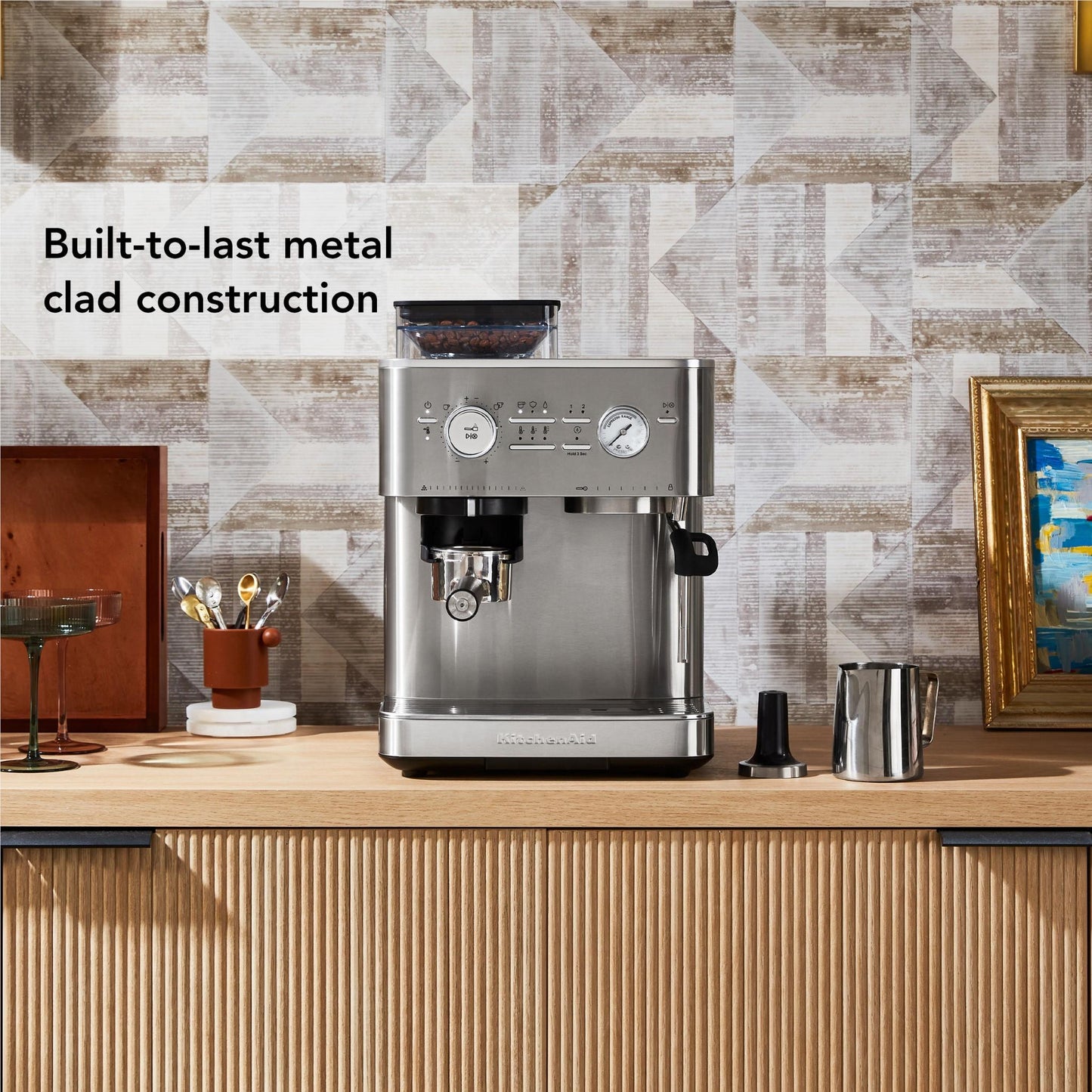 KitchenAid KES6551 Semi Automatic Espresso Machine with Burr Grinder (Steel)