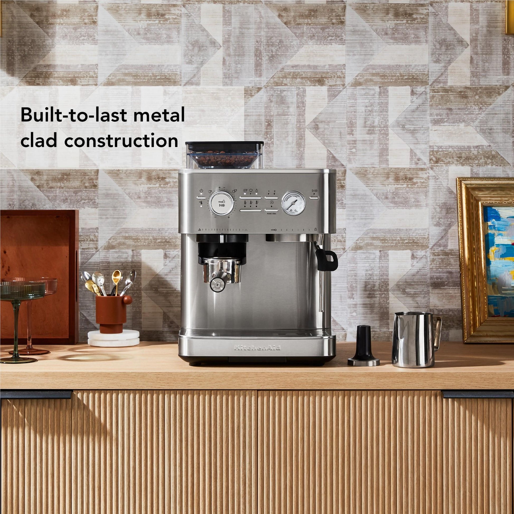 KitchenAid KES6551 Semi Automatic Espresso Machine with Burr Grinder (Steel)