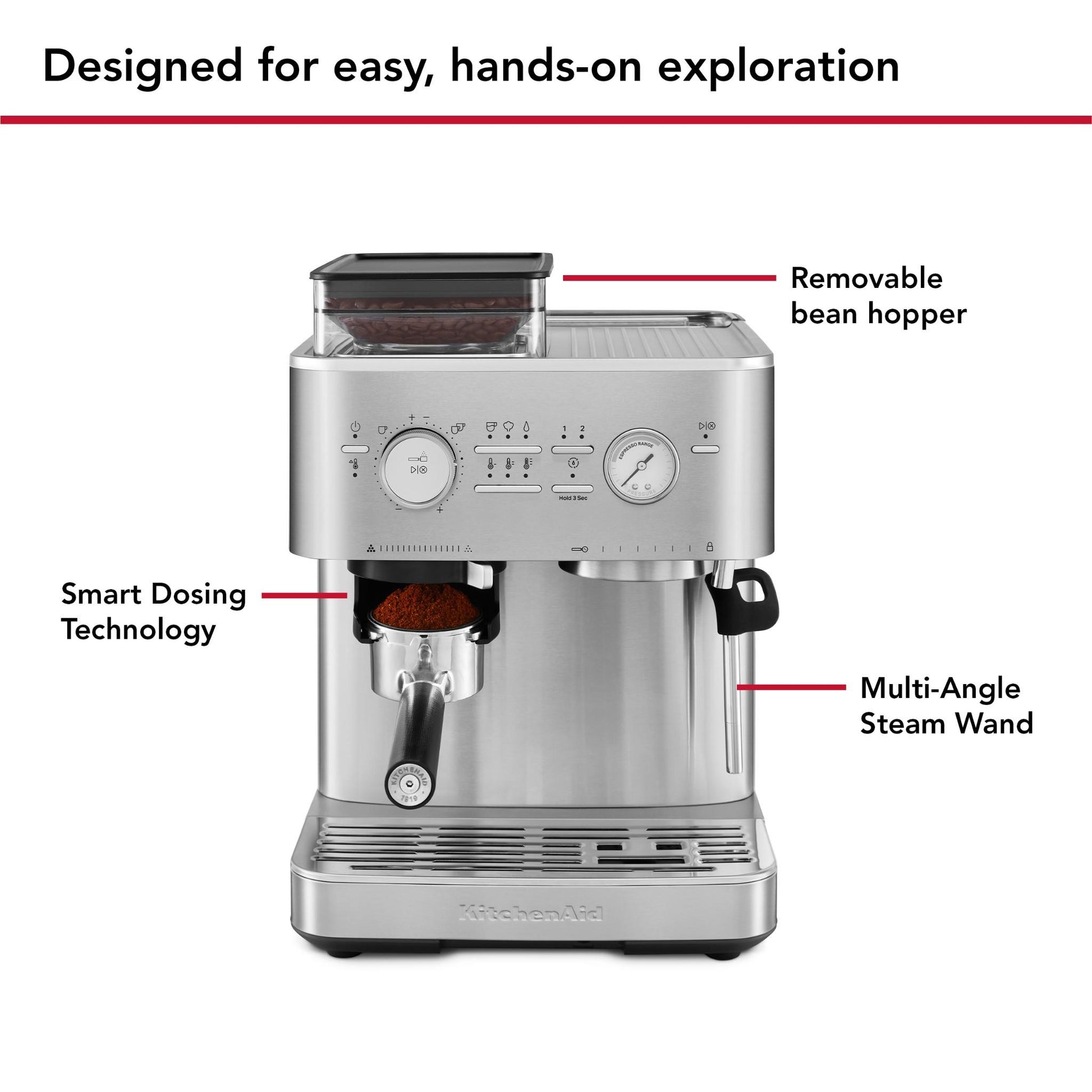 KitchenAid KES6551 Semi Automatic Espresso Machine with Burr Grinder (Steel)