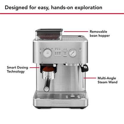 KitchenAid KES6551 Semi Automatic Espresso Machine with Burr Grinder (Steel)