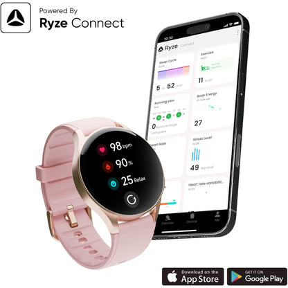 Ryze Gene Smart Watch (Slate Grey with Pink Band)