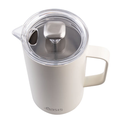Oasis Stainless Steel Double Wall Insulated Coffee Press - 4 Cup - 600ml (Alabaster)