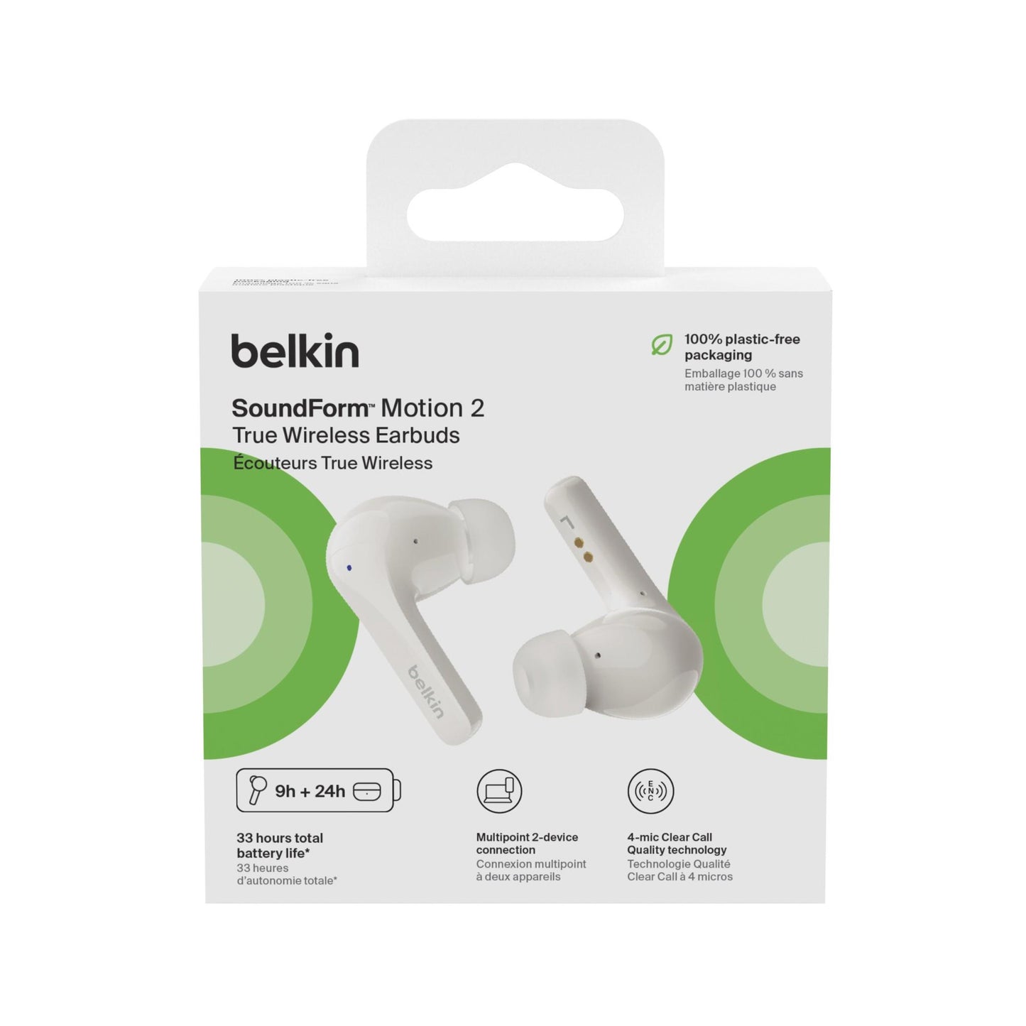 Belkin SoundForm Motion 2 True Wireless Headphones (White)