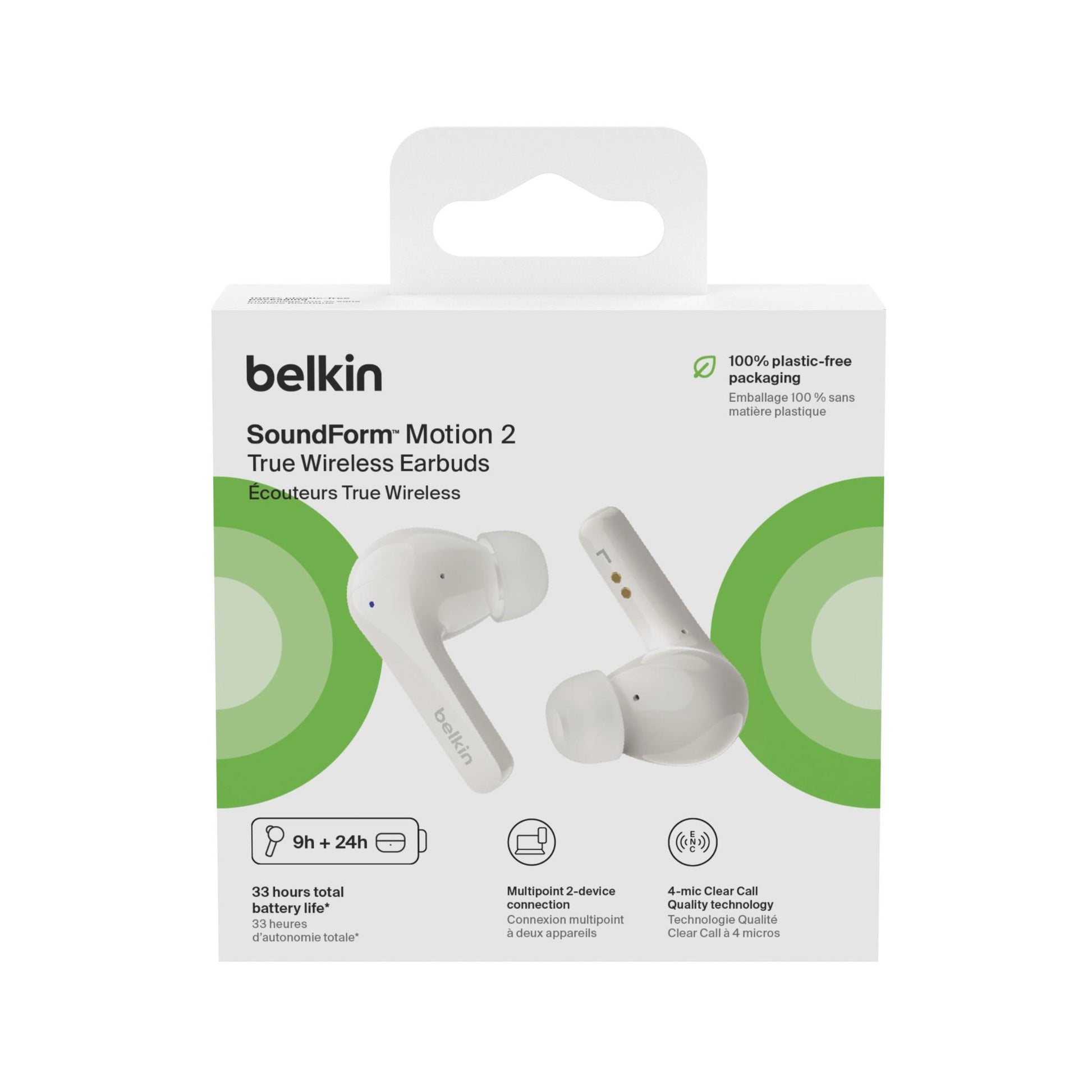 Belkin SoundForm Motion 2 True Wireless Headphones (White)