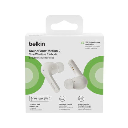 Belkin SoundForm Motion 2 True Wireless Headphones (White)