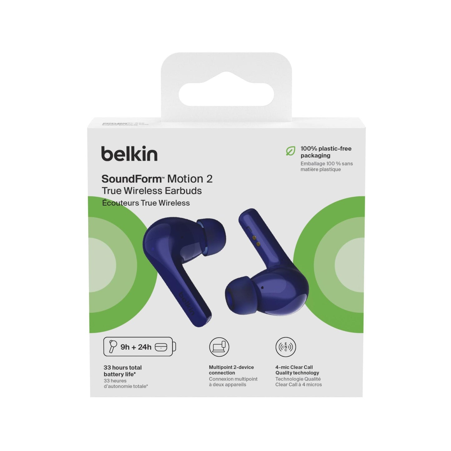 Belkin SoundForm Motion 2 True Wireless Headphones (Blue)