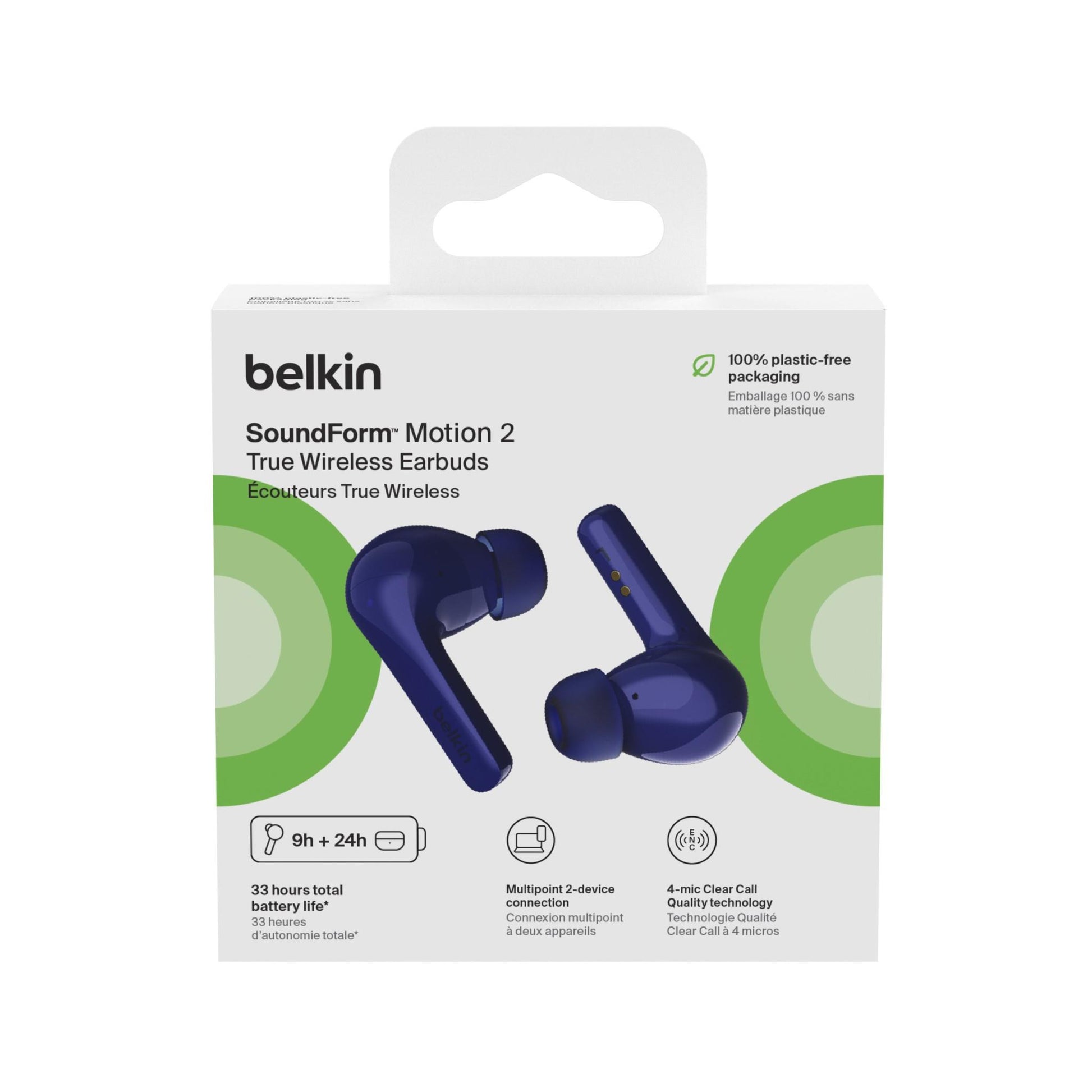 Belkin SoundForm Motion 2 True Wireless Headphones (Blue)