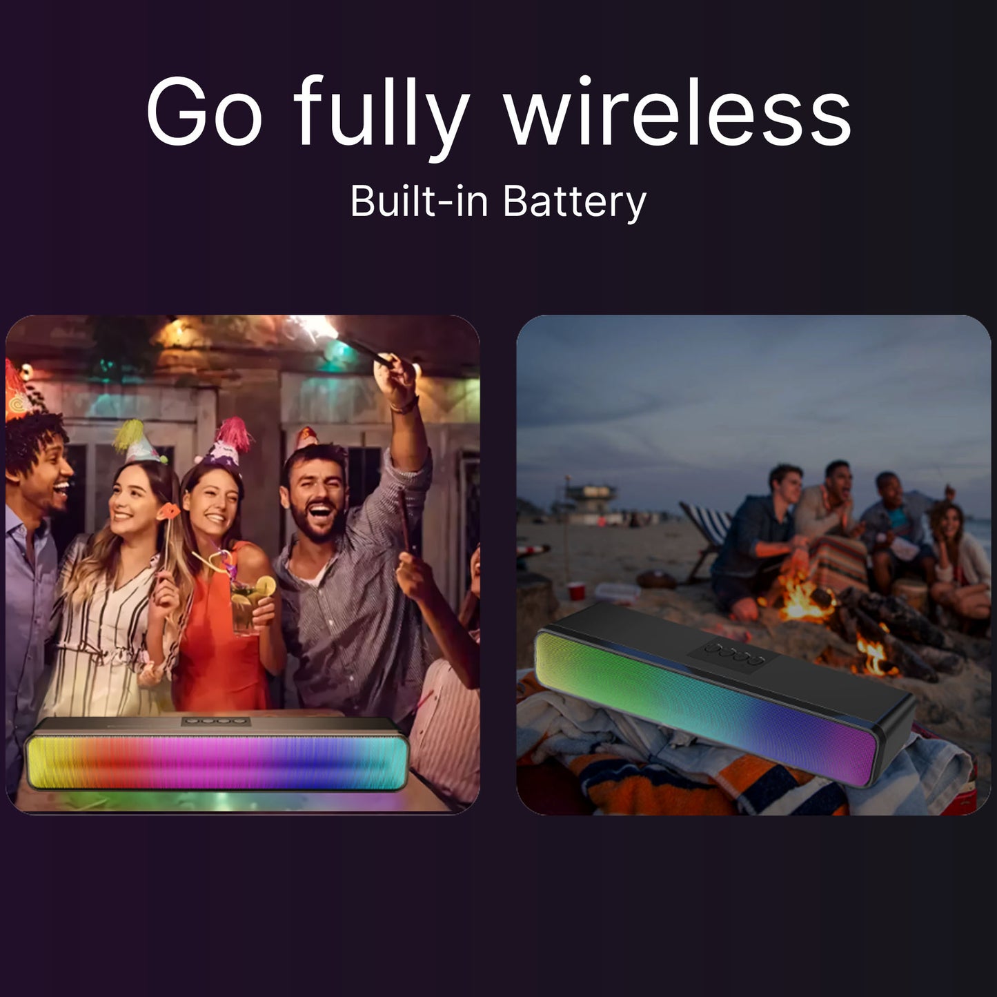 Laser RGB Portable Bluetooth Gaming Soundbar with Multi-Input
