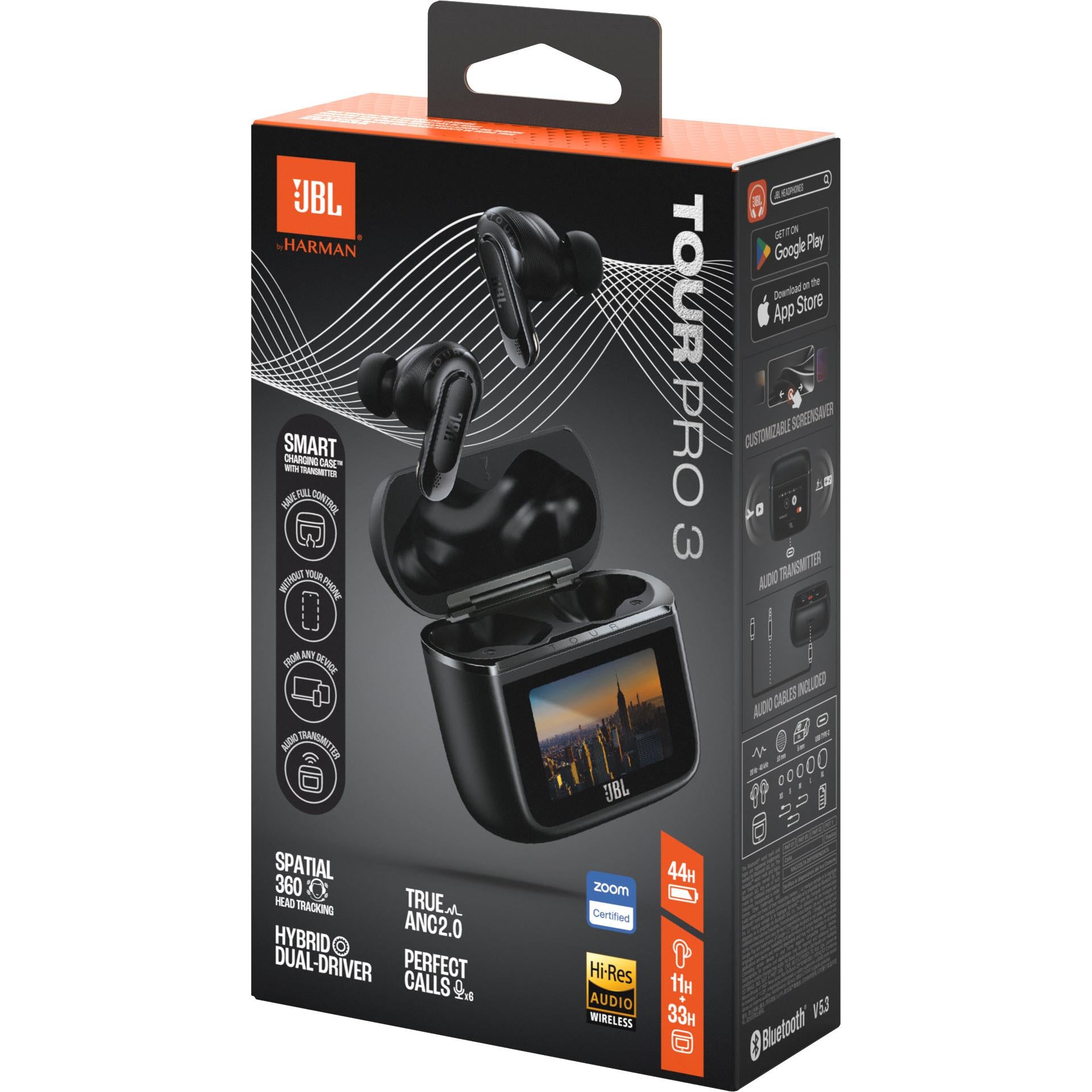 JBL Tour Pro 3 TWS Noise Cancelling Earbuds with Smart Case (Black)