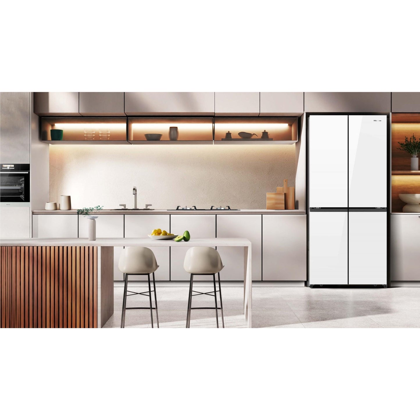 Hisense HRCD483G 483L PureFlat French Door Refrigerator (White Glass)