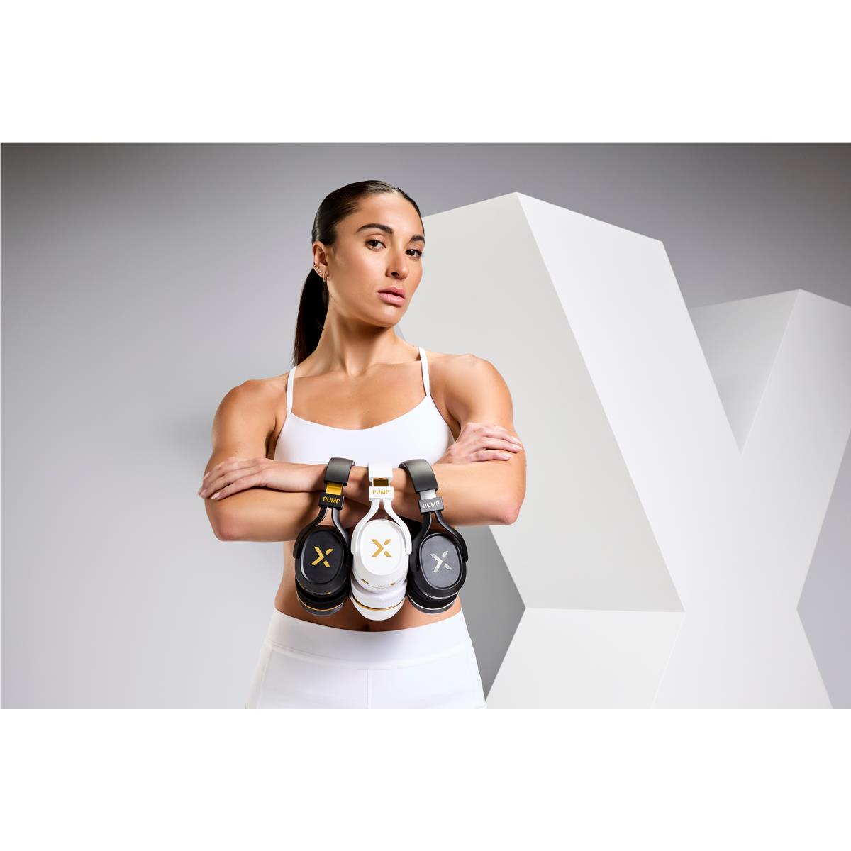 BlueAnt PumpX Gym ANC Over-Ear Headphones (White/Gold)
