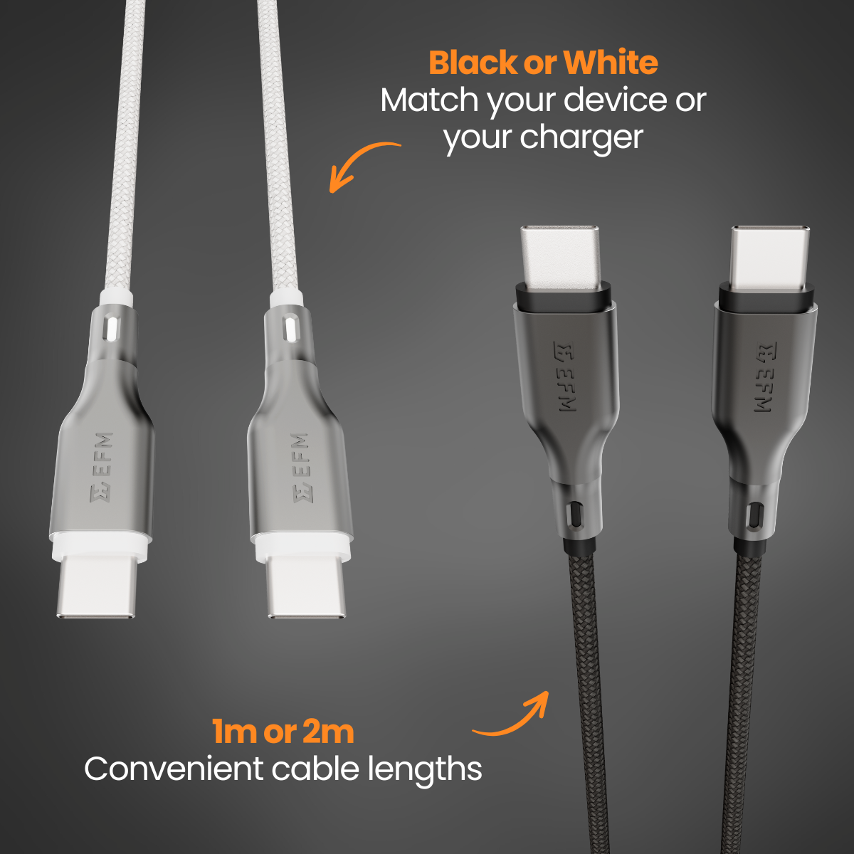 EFM USB-C to USB-C Essential Power 2M Cable (White)