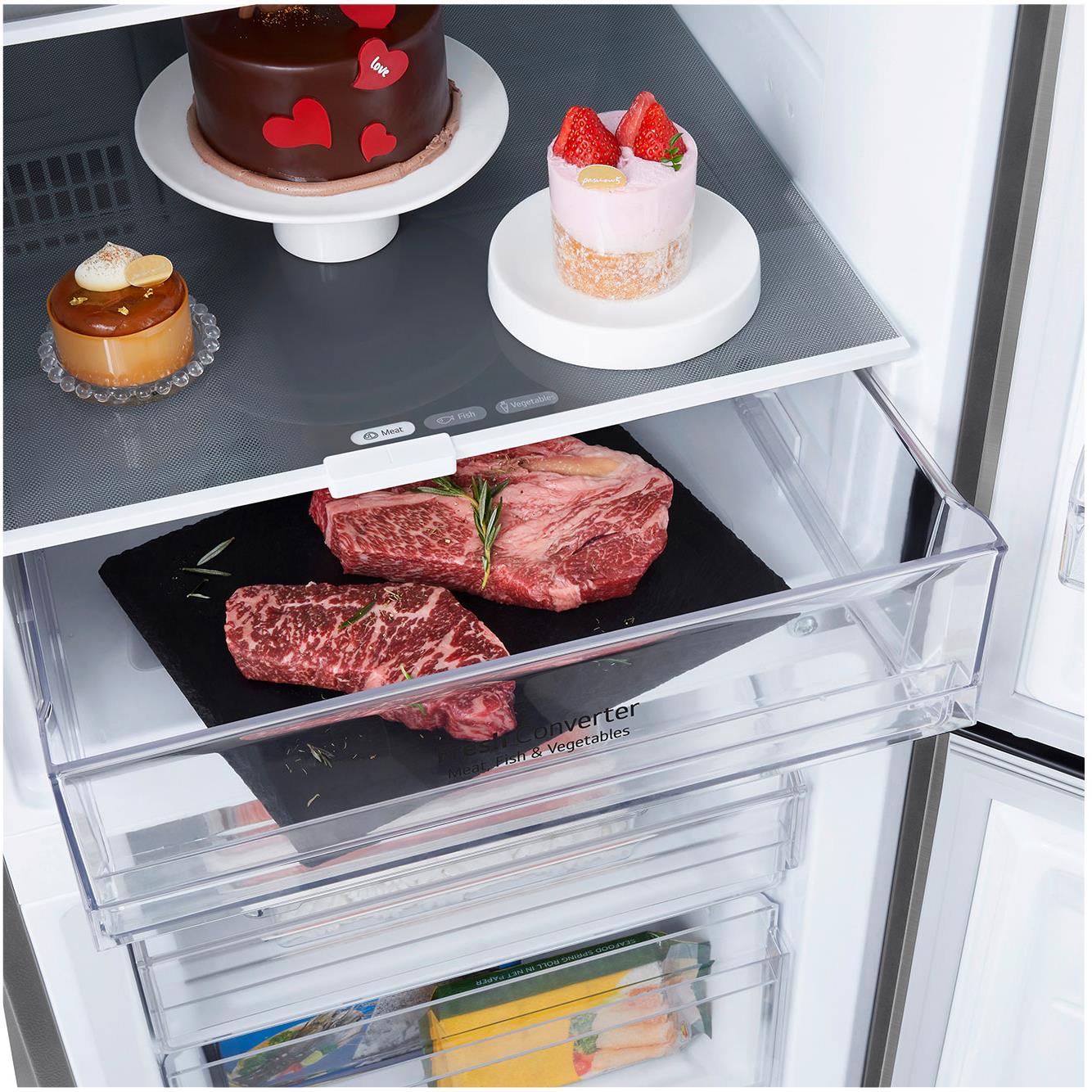 LG GB-B300PL 335L Bottom Mount Fridge (Stainless Finish)