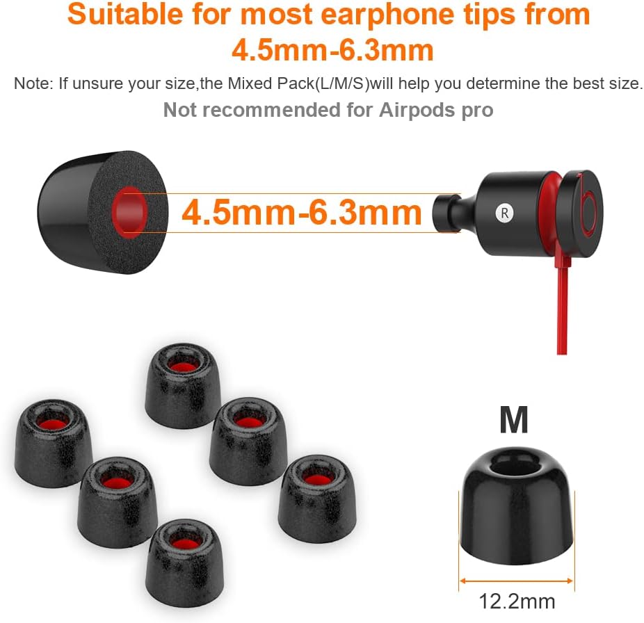 New Bee Foam/Silicone Earbud Tips 4.9mm 12pcs