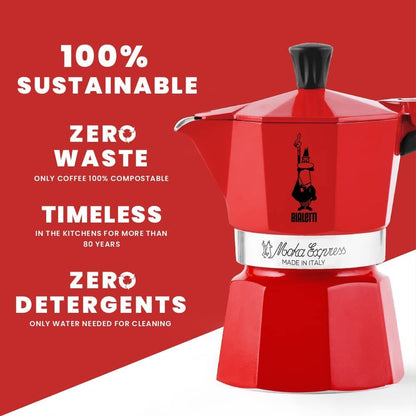 Bialetti Moka 6 Cup Espresso Maker - Red