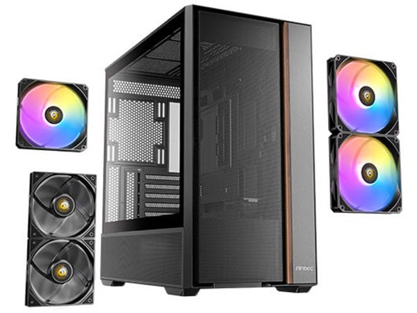 Antec FLUX REAR Wood Trim Tempered Glass ATX Mid-Tower Case
