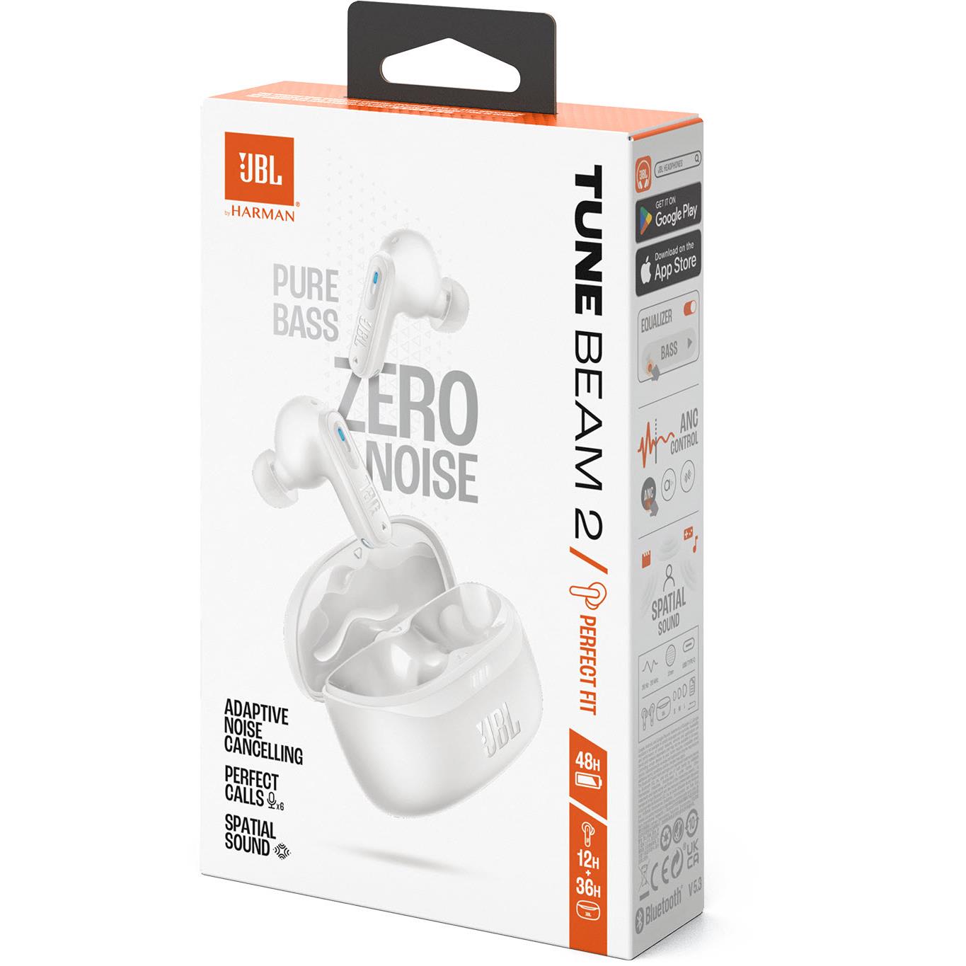 JBL Tune Beam 2 True Wireless Noise Cancelling Earbuds (White)