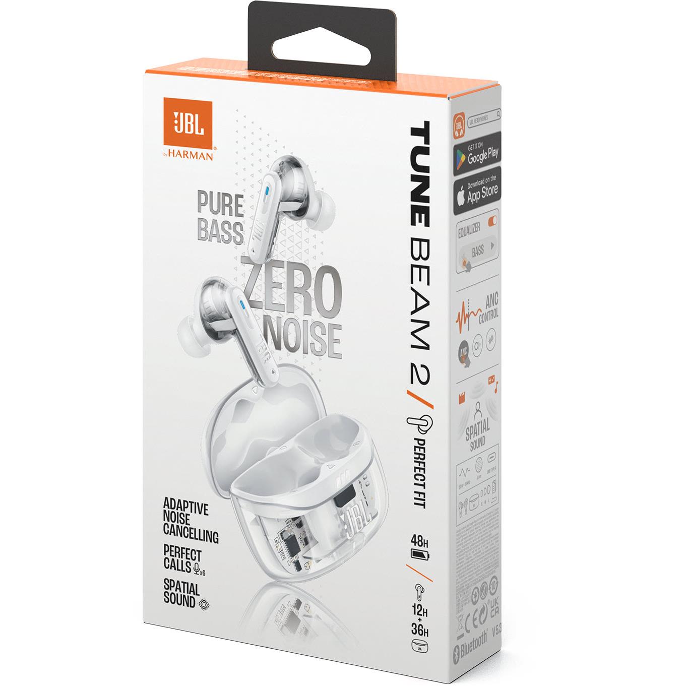 JBL Tune Beam 2 True Wireless Noise Cancelling Earbuds (Ghost White)