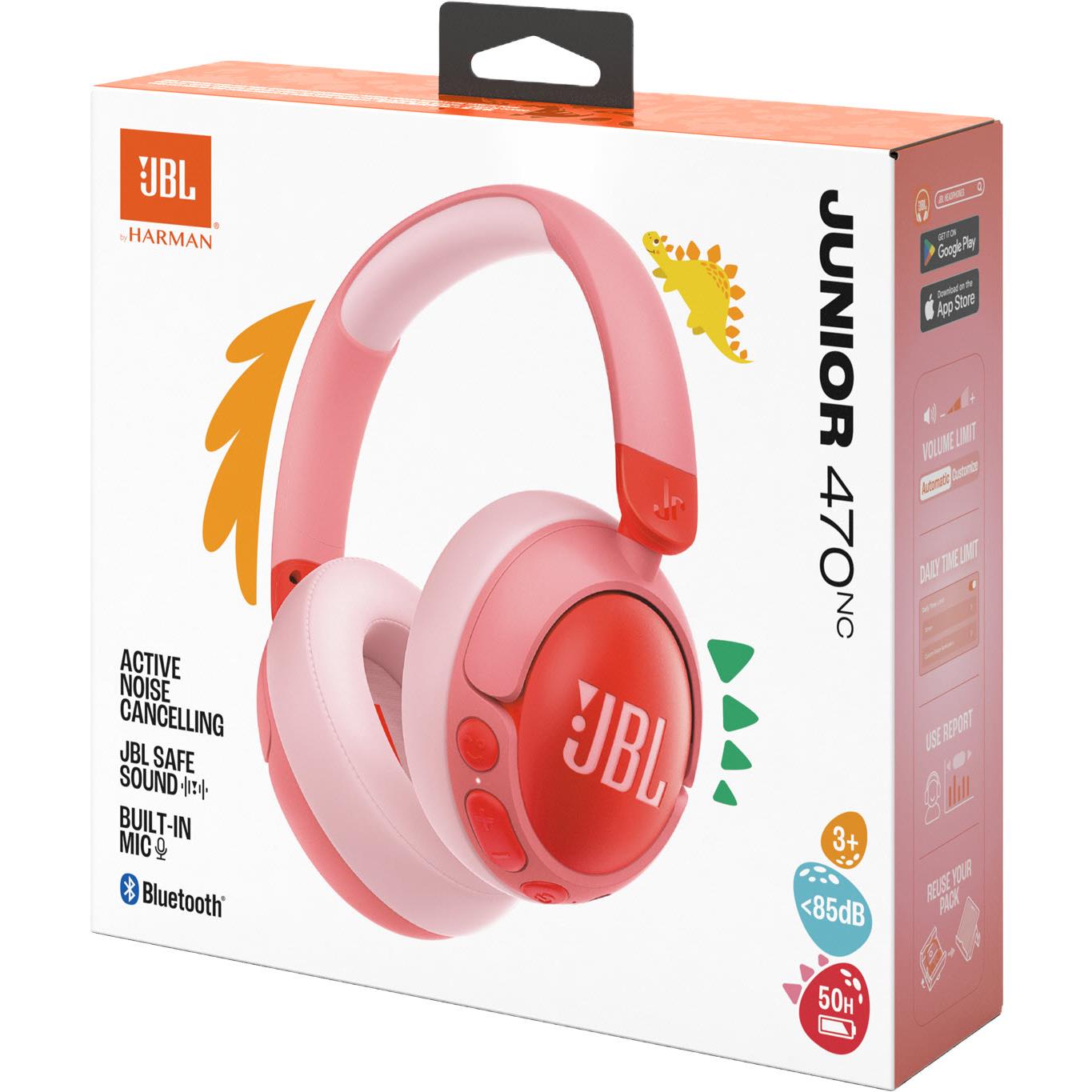 JBL JUNIOR 470NC Wireless Noise Cancelling Kids Over-Ear Headphones (Pink)