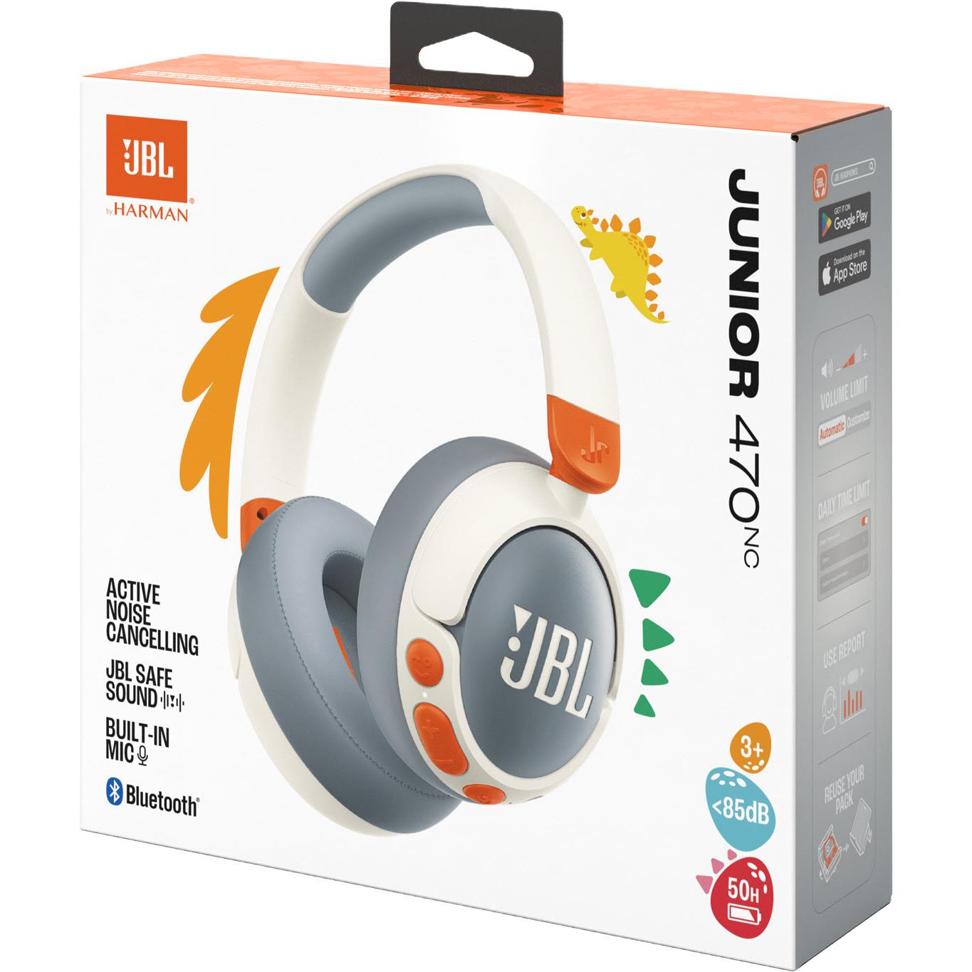 JBL JUNIOR 470NC Wireless Noise Cancelling Kids Over-Ear Headphones (White)