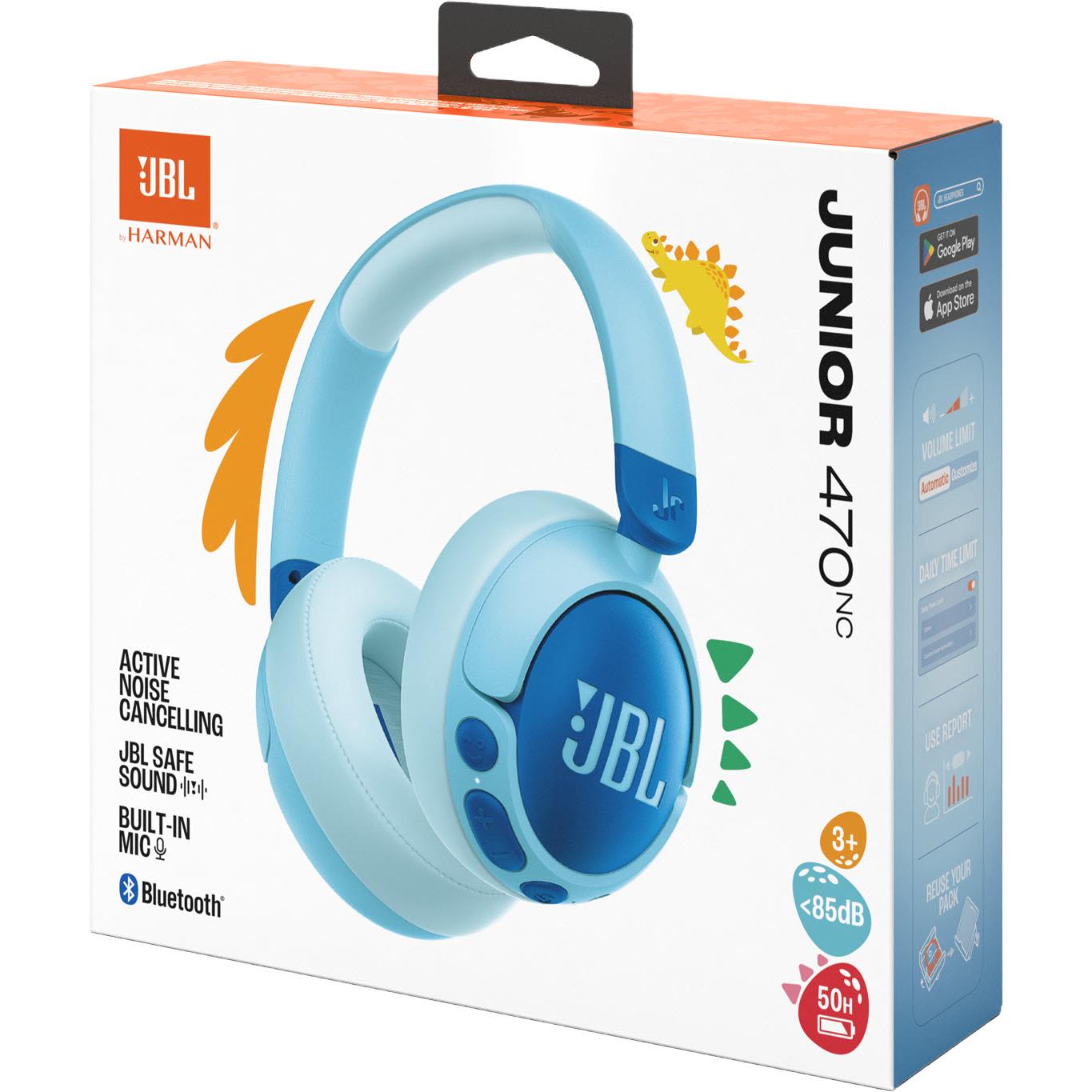 JBL JUNIOR 470NC Wireless Noise Cancelling Kids Over-Ear Headphones (Blue)