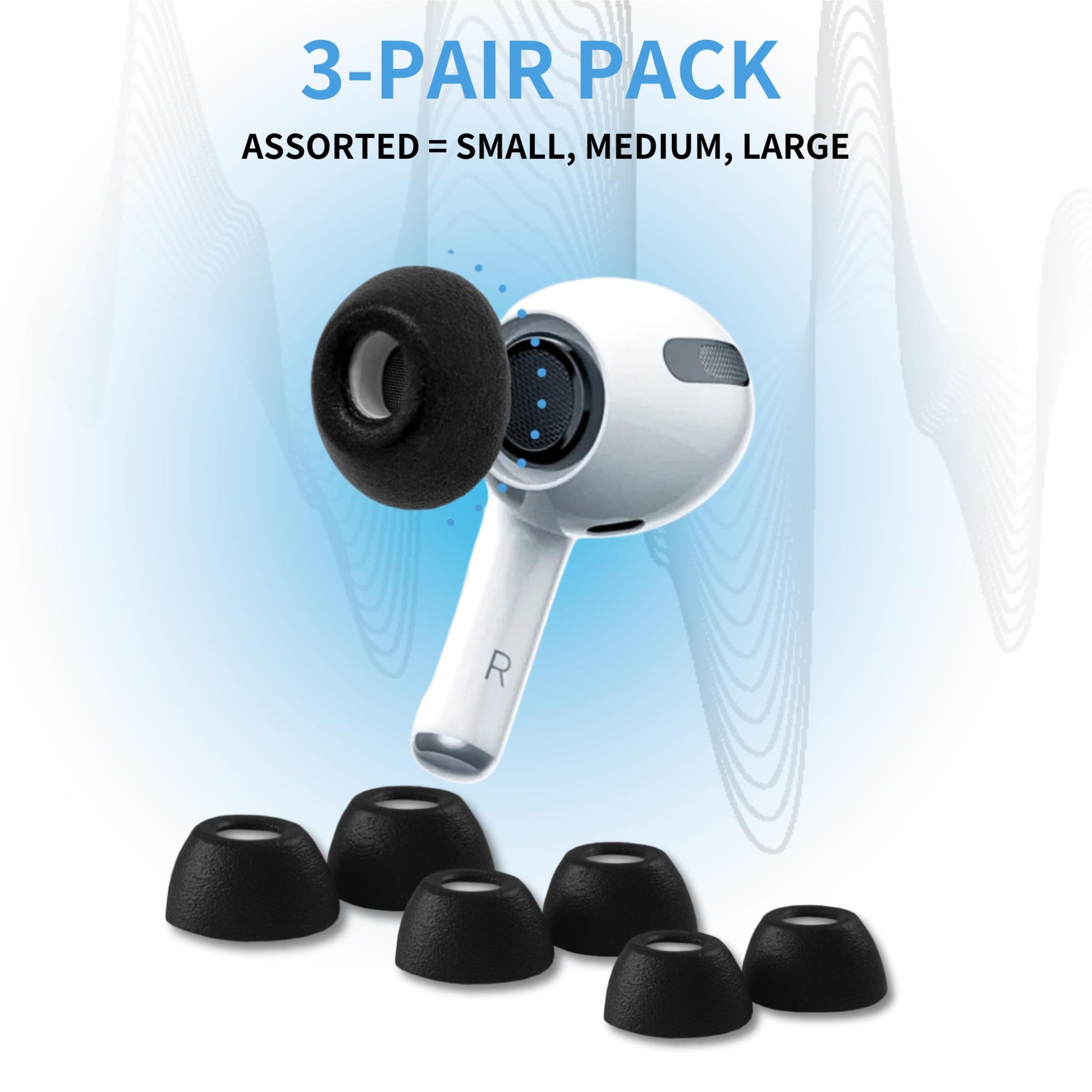 Comply Headphone Ear Tips for AirPods Pro 1 & 2 Gen (Black) [Assorted]