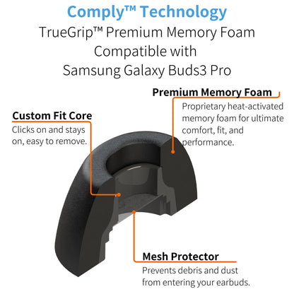 Comply Headphone Ear Tips for Samsung Galaxy Buds3 Pro (Black) [Medium]
