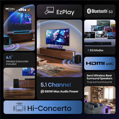 Hisense AX5100Q 580W 5.1 Ch Soundbar with Dolby Atmos